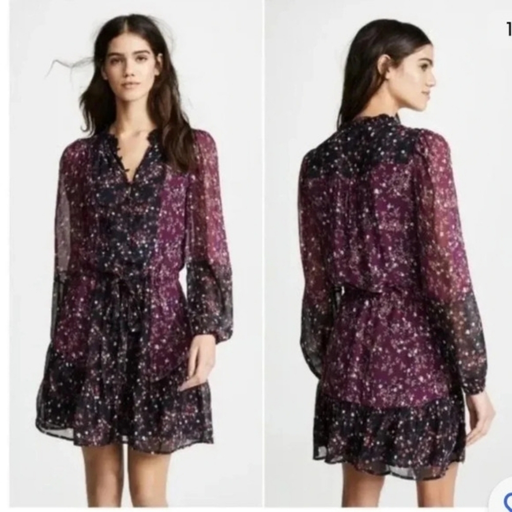 Paige "Sonoma Two-Tone Floral Print Silk Dress